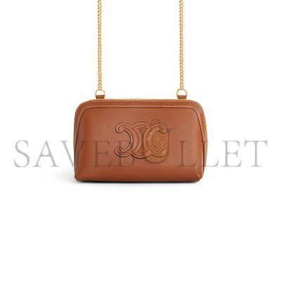 CELINE CLUTCH ON CHAIN CUIR TRIOMPHE IN SMOOTH CALFSKIN 10E383DR8.04LU (16.5*11*8cm)